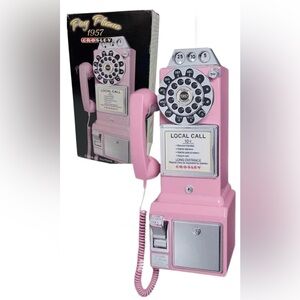 Crosley Pink 1957 Retro Pay Phone Replica With Coin Bank And Key New Sealed 📞